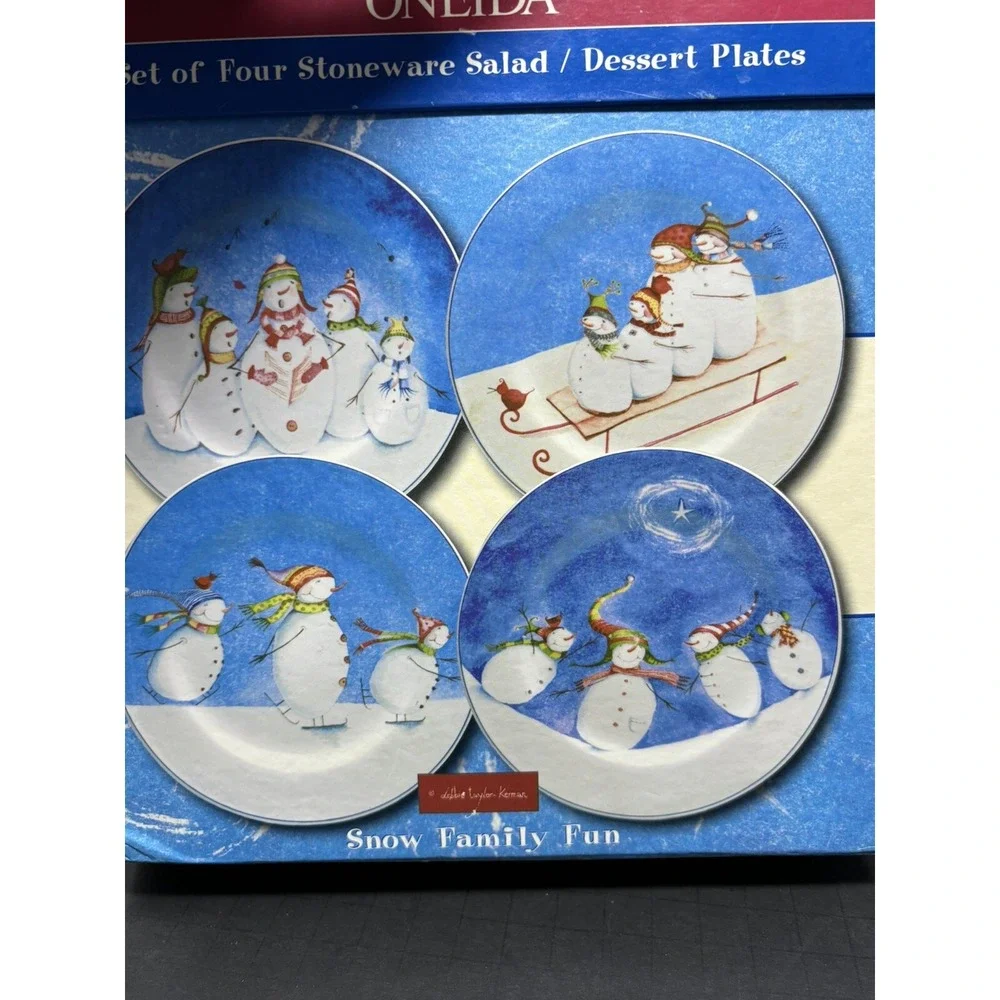 Oneida Snow Family Fun by Debbie Taylor-Kerman Salad or Dessert Plates, Set of 4